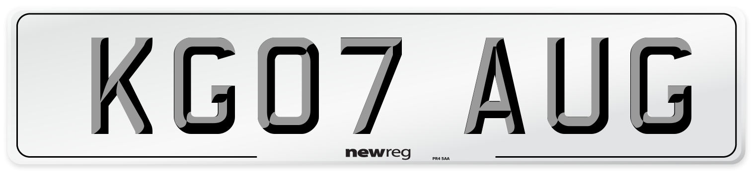 KG07 AUG Number Plate from New Reg